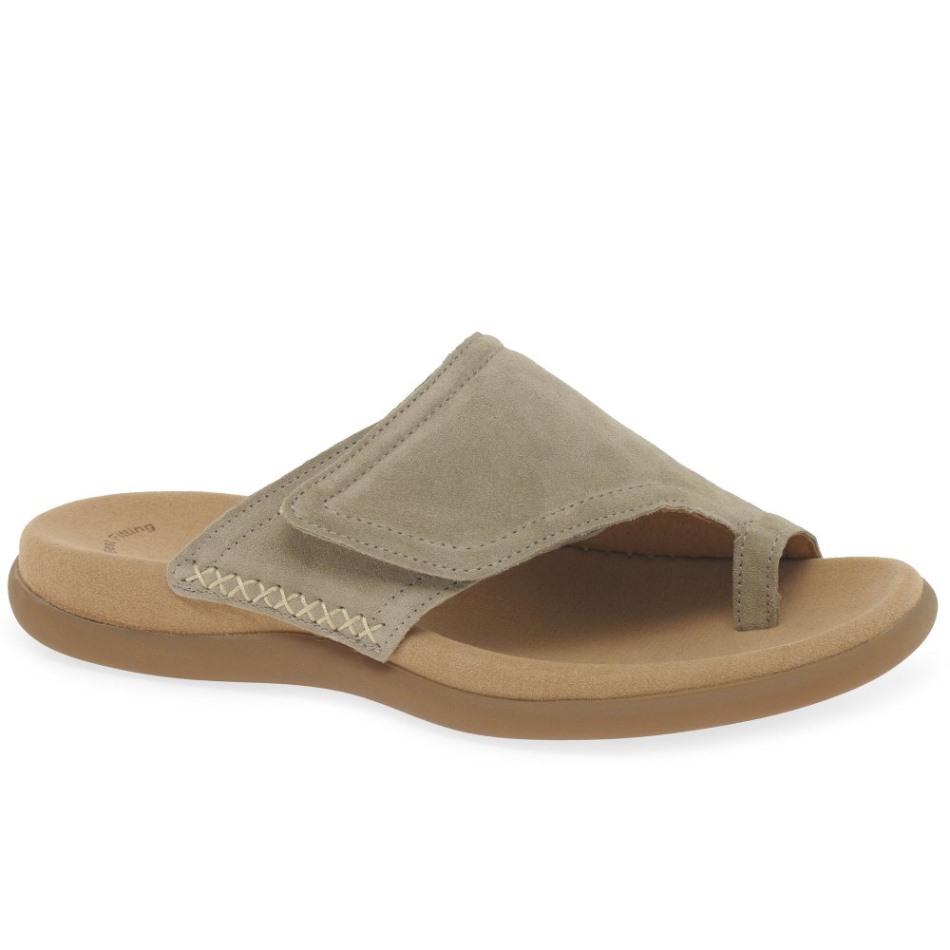 Gabor En Suède De Soie | Sandales à Boucle Dorteil Pour Femme Exclusive Jouissance